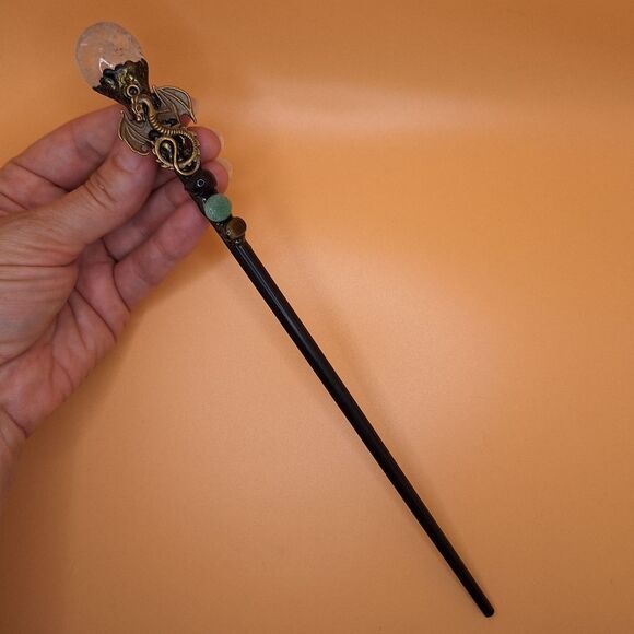 Dragon stone wand magic wielder cosplay accessory spell casting crystal quartz - Picture 7 of 10